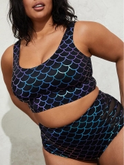 BLACK MERMAID WIRELESS SCOOP NECK BIKINI SET