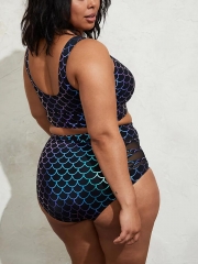 BLACK MERMAID WIRELESS SCOOP NECK BIKINI SET