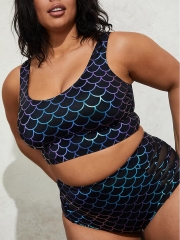 BLACK MERMAID WIRELESS SCOOP NECK BIKINI SET