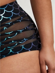 BLACK MERMAID WIRELESS SCOOP NECK BIKINI SET