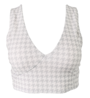 Gray Houndstooth Switch V Neck Bikini Set