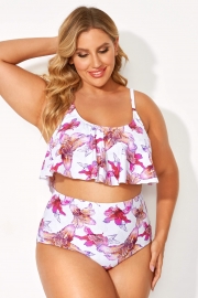 Floral Print Fashionable Women Frill Bikini Top