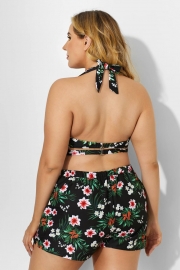 Flower Printed Women V-neck Bikini Top