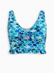 BLUE MERMAID RUFFLE MIDKINI SWIM BIKINI SET