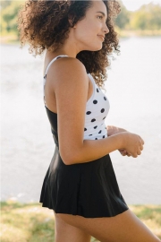 Polka Dots Print V Neck Tankini Set