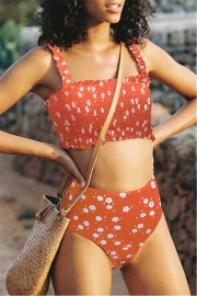 Retro Camisole Floral High Waist Bikini Set