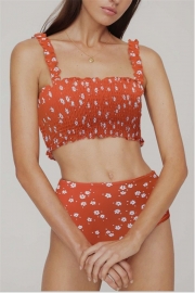 Retro Camisole Floral High Waist Bikini Set