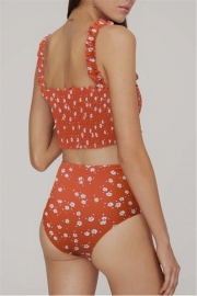 Retro Camisole Floral High Waist Bikini Set