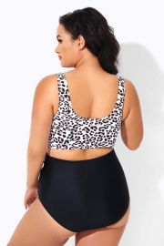 Leopard Print Knot Front Women Bikini Top