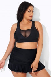 Black Mesh Sexy Open Back Bikini Top