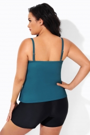 Blue Adjustable Straps Tankini Top for Women