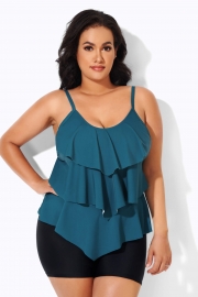 Blue Adjustable Straps Tankini Top for Women
