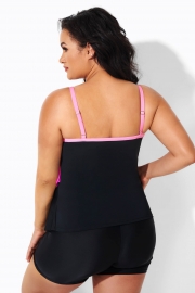Multi Color Tiered Pullover Style Tankini Top