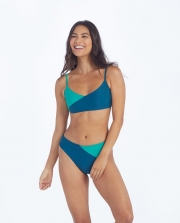 Chic Slash Color Block Bikini