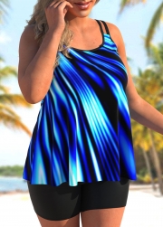 Plus Size Blue Ombre Printed Tankini
