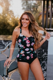 ELEVATED PEPLUM TANKINI IN LE FLEUR BY PINK DESERT
