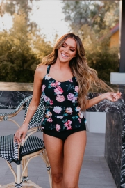 ELEVATED PEPLUM TANKINI IN LE FLEUR BY PINK DESERT