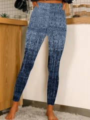 New women's geometric stripe printing high elastic rubber waist bottomed Leggings for women