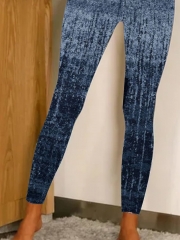 New women's geometric stripe printing high elastic rubber waist bottomed Leggings for women