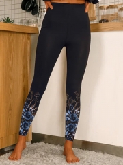 Cotton Blends Floral  Skinny Leggings