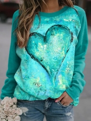 Women's Sweatshirt Pullover Heart Print Sports Going out 3D Print Active Streetwear Hoodies Sweatshirts