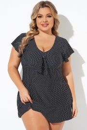 Textured Dot Flutter-Sleeve Cap Sleeves Tankini Top
