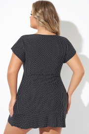 Textured Dot Flutter-Sleeve Cap Sleeves Tankini Top