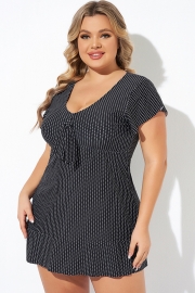 Textured Dot Flutter-Sleeve Cap Sleeves Tankini Top