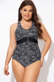 Black & White Zebra Print Ruched Front One Piece Swimsuit