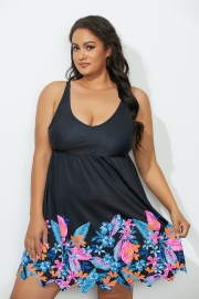 FLORAL BORDER SWIM DRESS