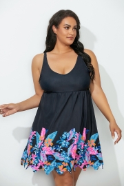 FLORAL BORDER SWIM DRESS