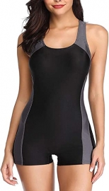 Womens Boyleg One Piece Athletic Swimsuits with Shorts Sport Lap Bathing Suit Racerback Swimwear for Teens Girl