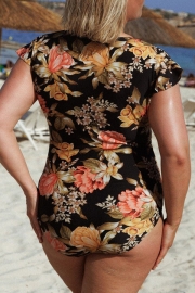 Frenchy Black Frill Sleeve One Piece Swimsuit