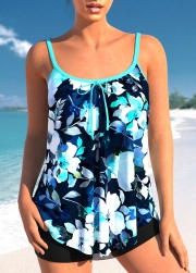 Bowknot Multi Color Floral Print Tankini Set
