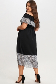 Black Leopard Off The Shoulder Maxi Dress