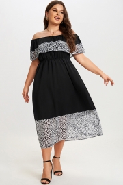 Black Leopard Off The Shoulder Maxi Dress