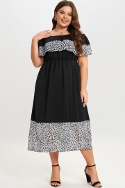 Black Leopard Off The Shoulder Maxi Dress
