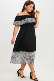 Black Leopard Off The Shoulder Maxi Dress