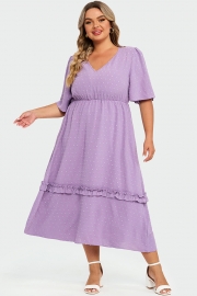 White Polka Dot V Neck Pocket Ruffle Maxi Dress