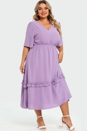 White Polka Dot V Neck Pocket Ruffle Maxi Dress