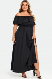 Plus Size Black Off The Shoulder Maxi Dress