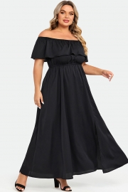 Plus Size Black Off The Shoulder Maxi Dress