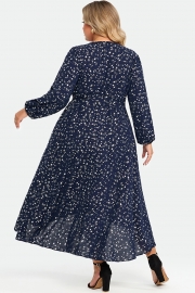 V-Neck Pocket High Low Hem Belted Wrap Dress