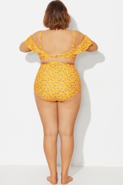 Yellow Floral High Waist Brief For Lady