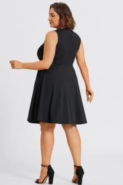 Square Neck Sleeveless Front Pocket Skater Midi Dress
