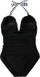 Women V Neck One Piece Swimsuits Tummy Control Ruched Swimwear Halter Bathing Suit