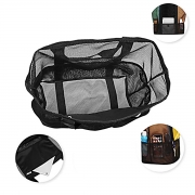 Black Mesh Oversized Beach Tote Pockets Beach Bag
