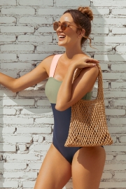 Brown Mesh Shoulder Caual Beach Bag