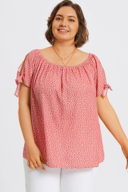 Loose Cut Off-Shoulder Tie Detail Top