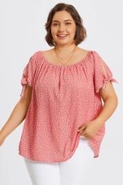 Loose Cut Off-Shoulder Tie Detail Top
